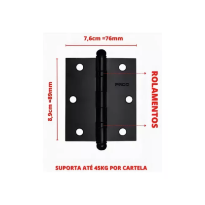 Kit 3 Dobradiças Aço 3,5x3